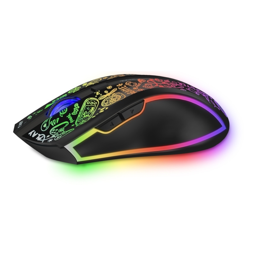CONNECT IT CMO-3530-DD - LED RGB Bežični punjivi miš za gejming 800/1200/1600/2400/4800 DPI 600 mAh crno