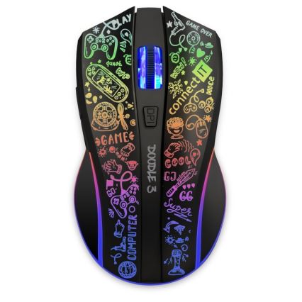 CONNECT IT CMO-3530-DD - LED RGB Bežični punjivi miš za gejming 800/1200/1600/2400/4800 DPI 600 mAh crno