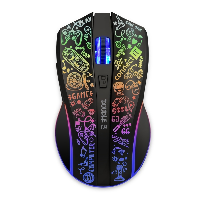 CONNECT IT CMO-3530-DD - LED RGB Bežični punjivi miš za gejming 800/1200/1600/2400/4800 DPI 600 mAh crno
