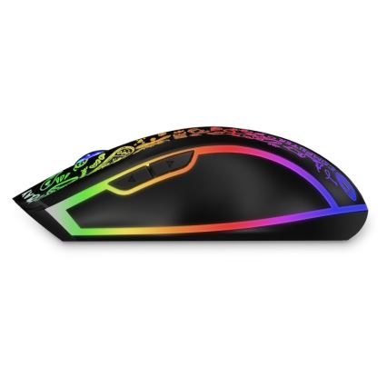 CONNECT IT CMO-3530-DD - LED RGB Bežični punjivi miš za gejming 800/1200/1600/2400/4800 DPI 600 mAh crno