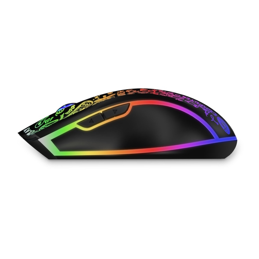 CONNECT IT CMO-3530-DD - LED RGB Bežični punjivi miš za gejming 800/1200/1600/2400/4800 DPI 600 mAh crno