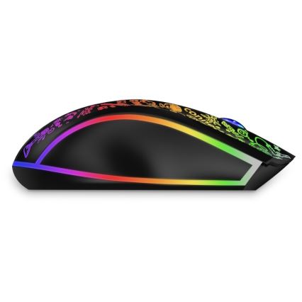 CONNECT IT CMO-3530-DD - LED RGB Bežični punjivi miš za gejming 800/1200/1600/2400/4800 DPI 600 mAh crno