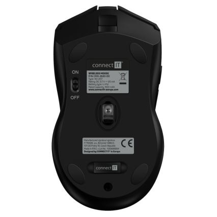 CONNECT IT CMO-3530-DD - LED RGB Bežični punjivi miš za gejming 800/1200/1600/2400/4800 DPI 600 mAh crno