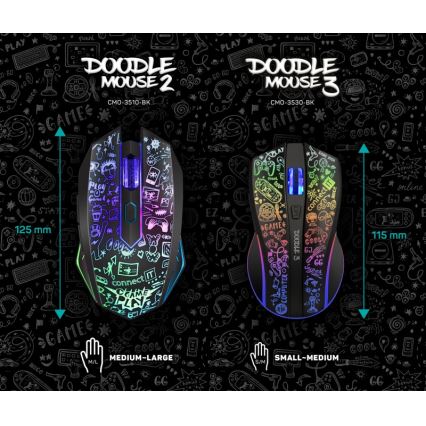 CONNECT IT CMO-3530-DD - LED RGB Bežični punjivi miš za gejming 800/1200/1600/2400/4800 DPI 600 mAh crno