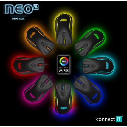 CONNECT IT CMO-3589-BK - LED RGB Gejming miš sa kablom 200-7200 DPI crno
