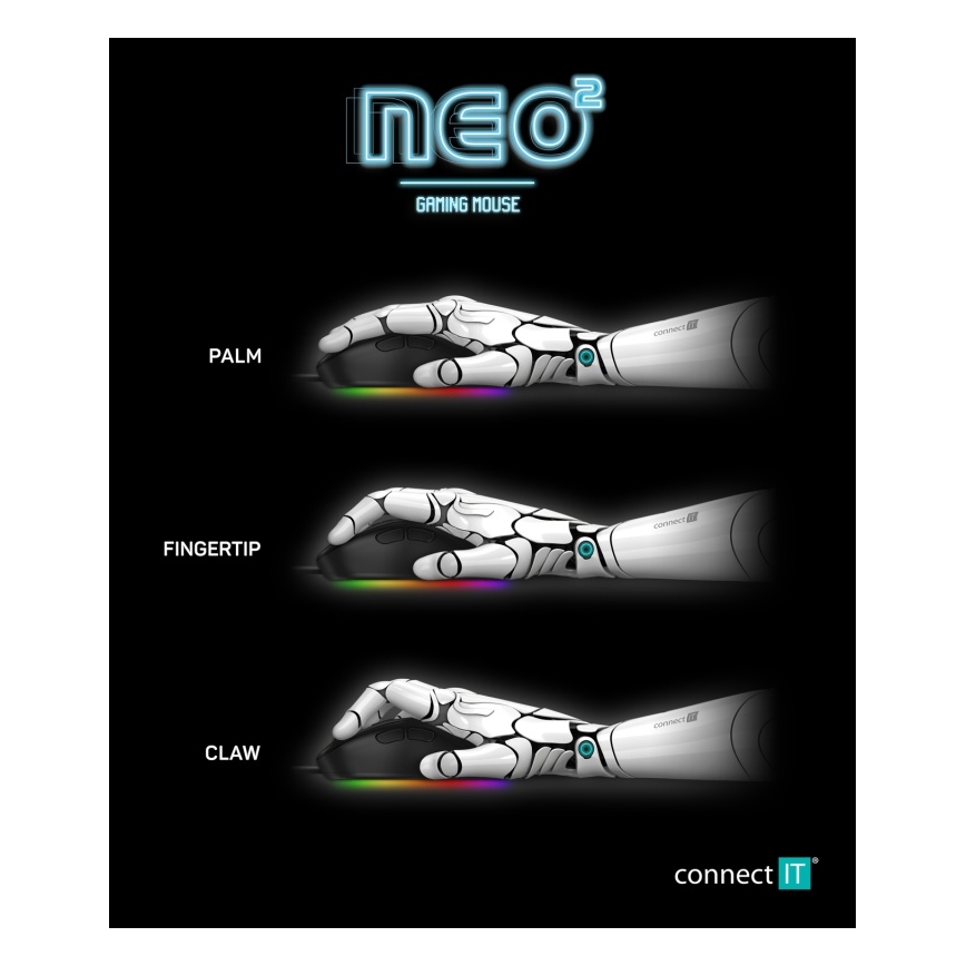 CONNECT IT CMO-3589-BK - LED RGB Gejming miš sa kablom 200-7200 DPI crno