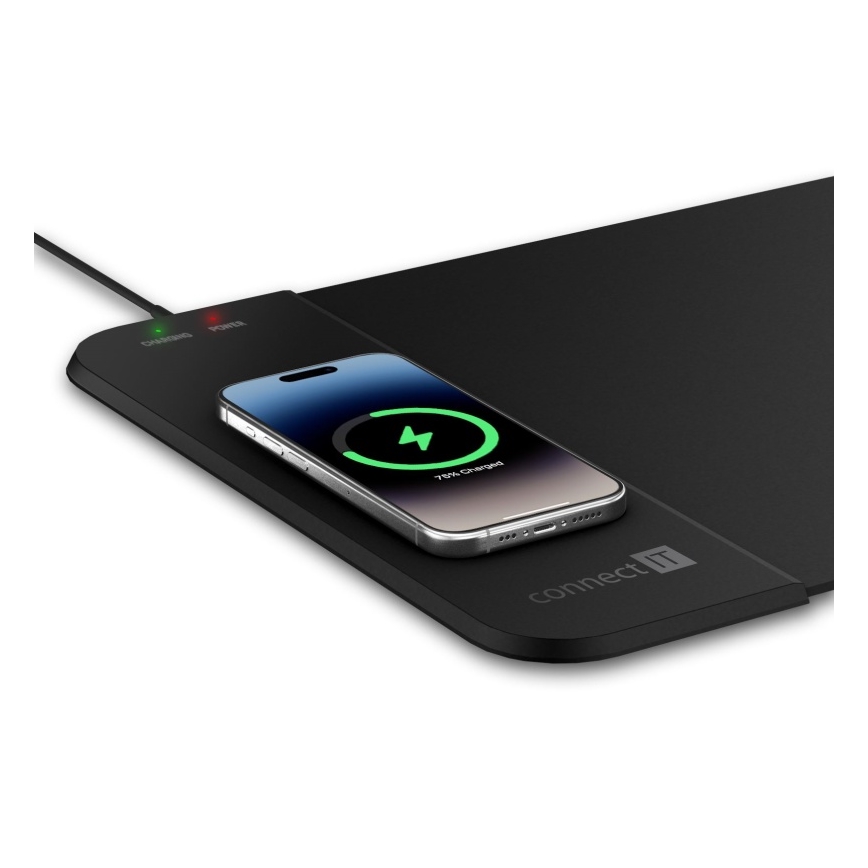 CONNECT IT CMP-2500-LG - Podloga za tastaturu i miš sa Qi bežičnim punjenjem 80x30 cm crno