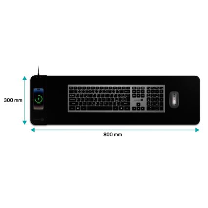 CONNECT IT CMP-2500-LG - Podloga za tastaturu i miš sa Qi bežičnim punjenjem 80x30 cm crno