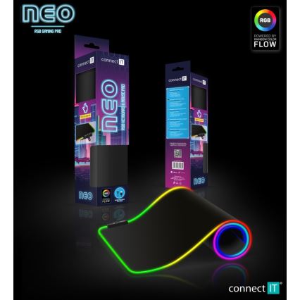 CONNECT IT CMP-3100-LG - LED RGB Gejmerska podloga za tastaturu i miša 80x30 cm crno
