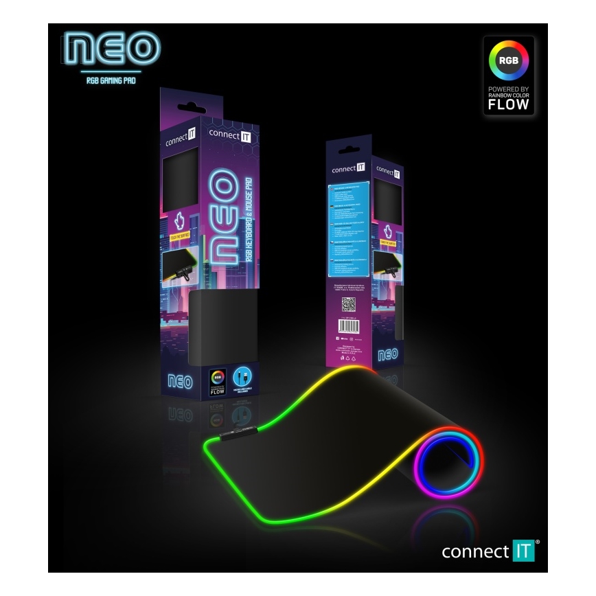 CONNECT IT CMP-3100-LG - LED RGB Gejmerska podloga za tastaturu i miša 80x30 cm crno