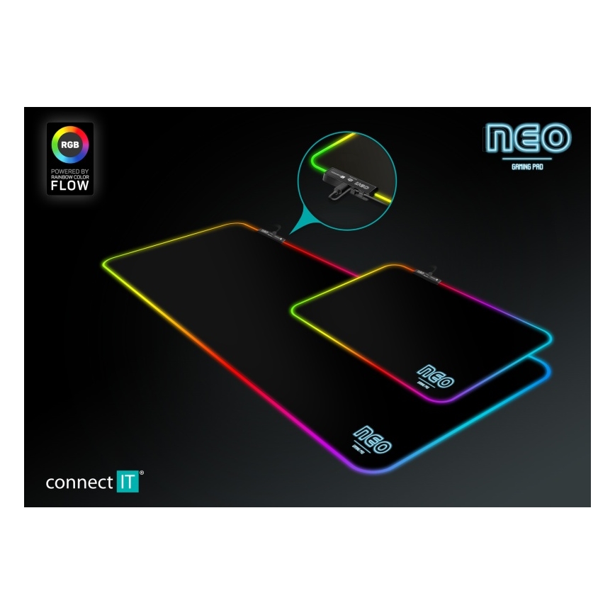 CONNECT IT CMP-3100-SM - LED RGB Gejmerska podloga za miša 32x24,5 cm crno