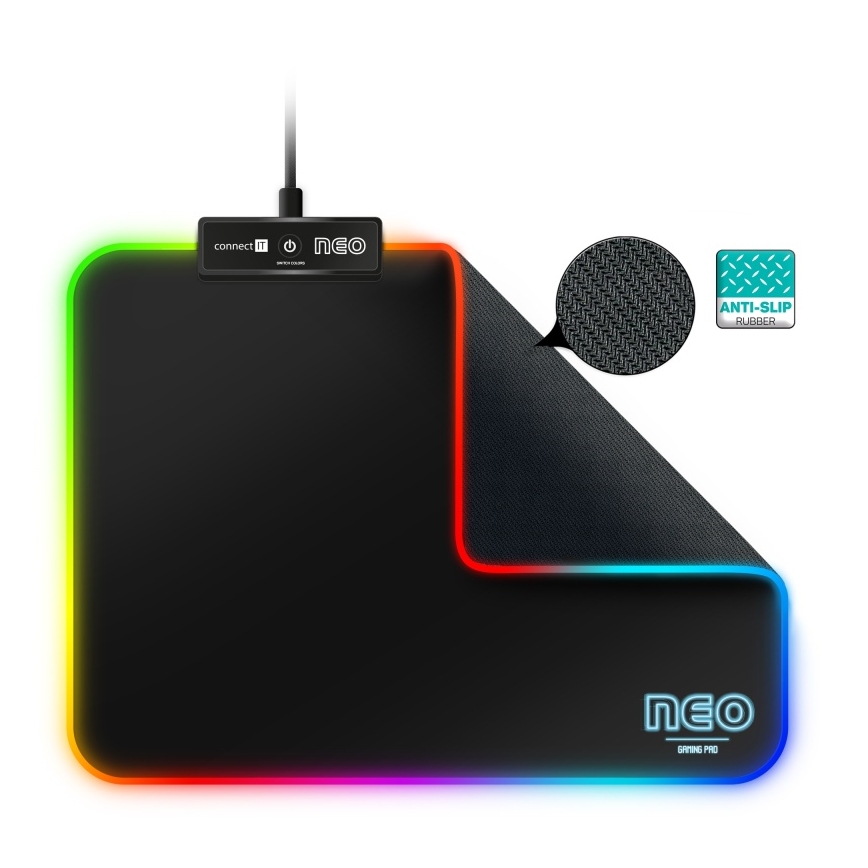 CONNECT IT CMP-3100-SM - LED RGB Gejmerska podloga za miša 32x24,5 cm crno