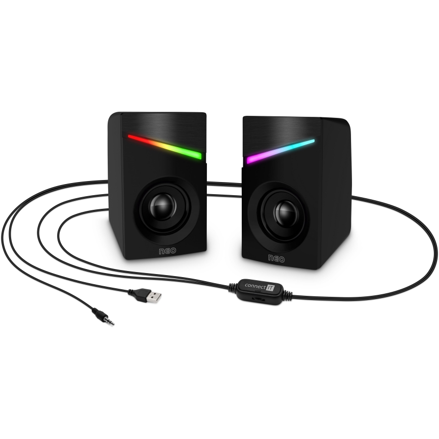 CONNECT IT CSP-1100-BK - Set 2x LED RGB Gejming zvučnik 6W/5V crno