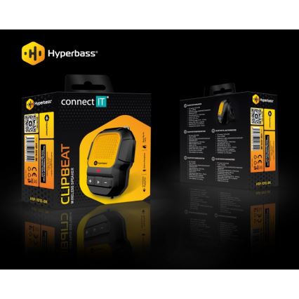 CONNECT IT HSP-1010-BK - Bežični zvučnik sa mikrofonom ClipBEAT 2W/5V 560 mAh IPX7 crna/žuta