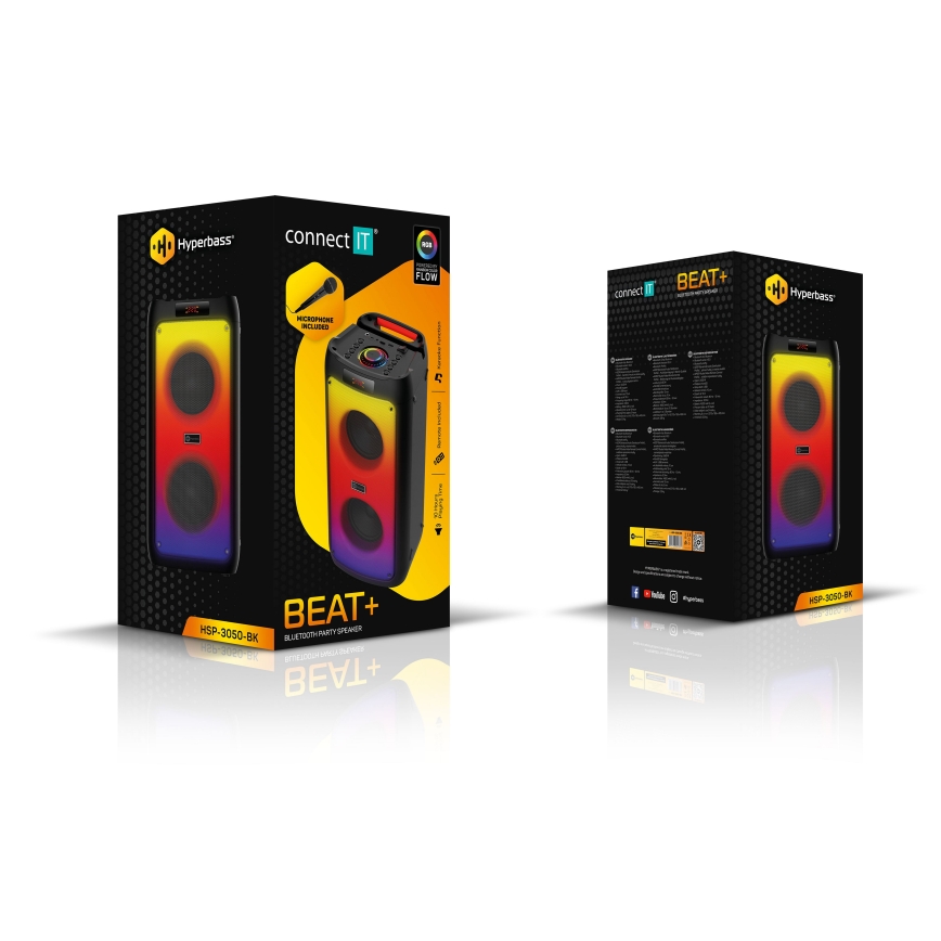CONNECT IT HSP-3050-BK - LED Bežični zvučnik sa mikrofonom 60W/5V 4500 mAh crno + Daljinski upravljač