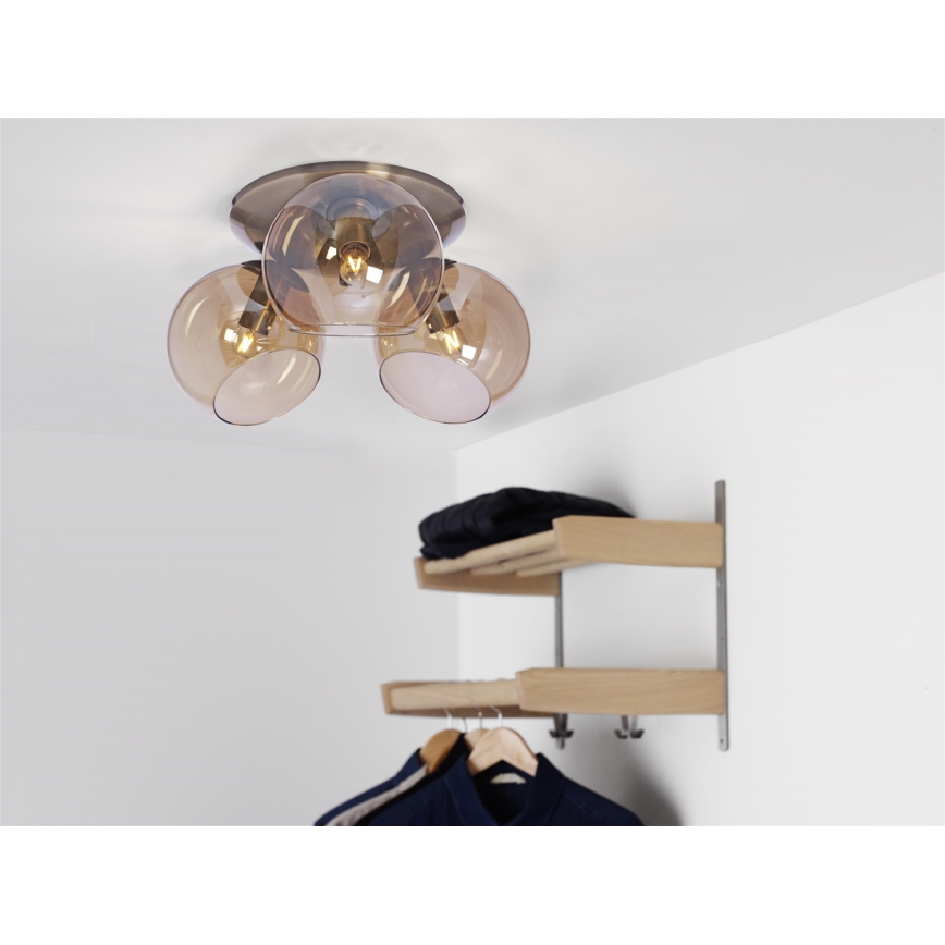 Cottex - Plafonsko svetlo CAPELLA 3xE14/40W/230V prečnik 37 cm dimljeno/braon