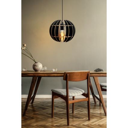 Crni luster na sajli 1xE27/60W/230V, prečnik 20 cm