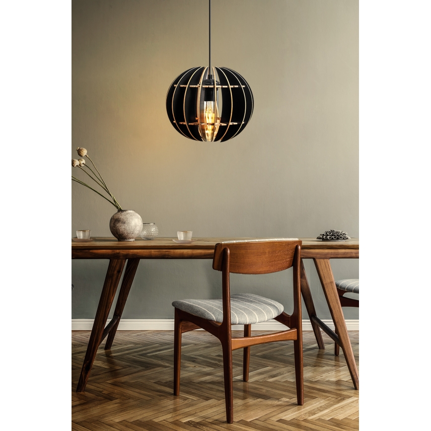 Crni luster na sajli 1xE27/60W/230V, prečnik 20 cm