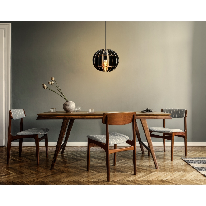 Crni luster na sajli 1xE27/60W/230V, prečnik 20 cm