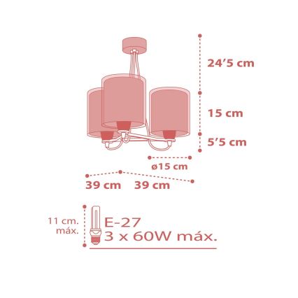 Dalber 41007S - Dečji luster DOTS 3xE27/60W/230V