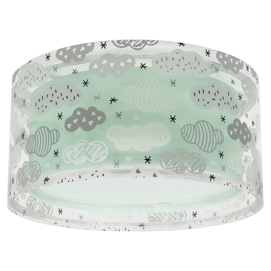Dalber 41416H - Dečije plafonsko svetlo CLOUDS 2xE27/60W/230V zeleno
