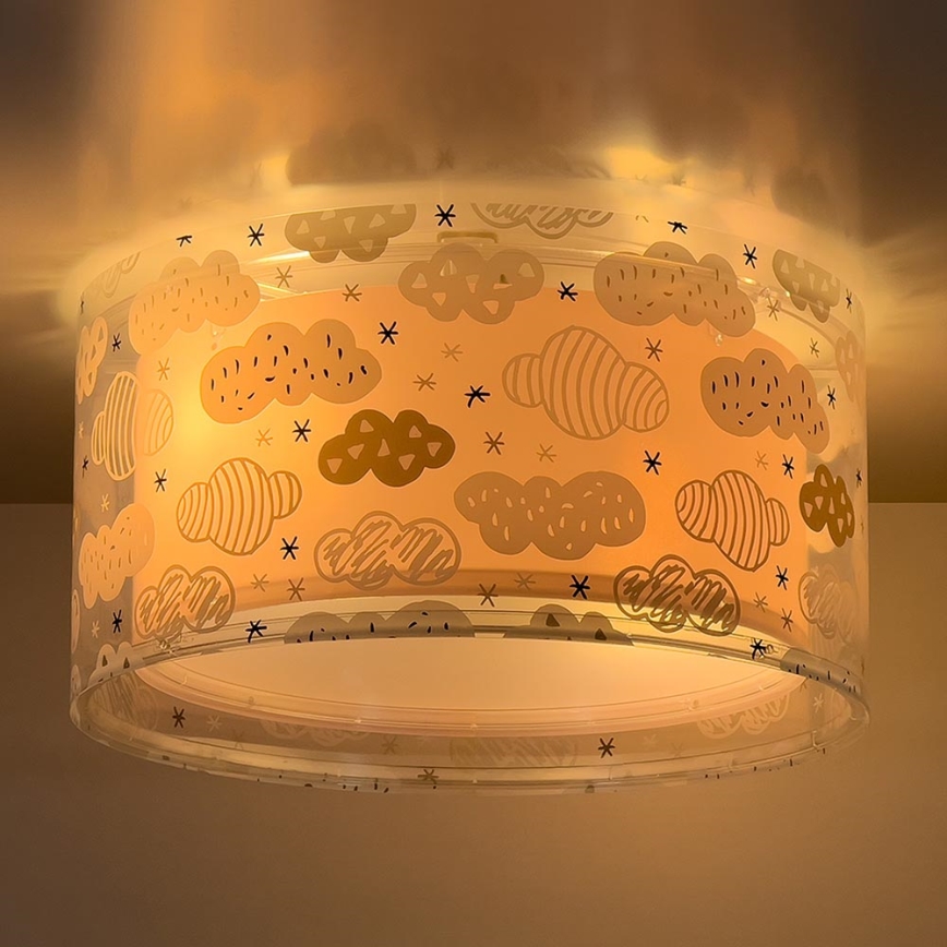 Dalber 41416S - Dečije plafonsko svetlo CLOUDS 2xE27/60W/230V ružičasta