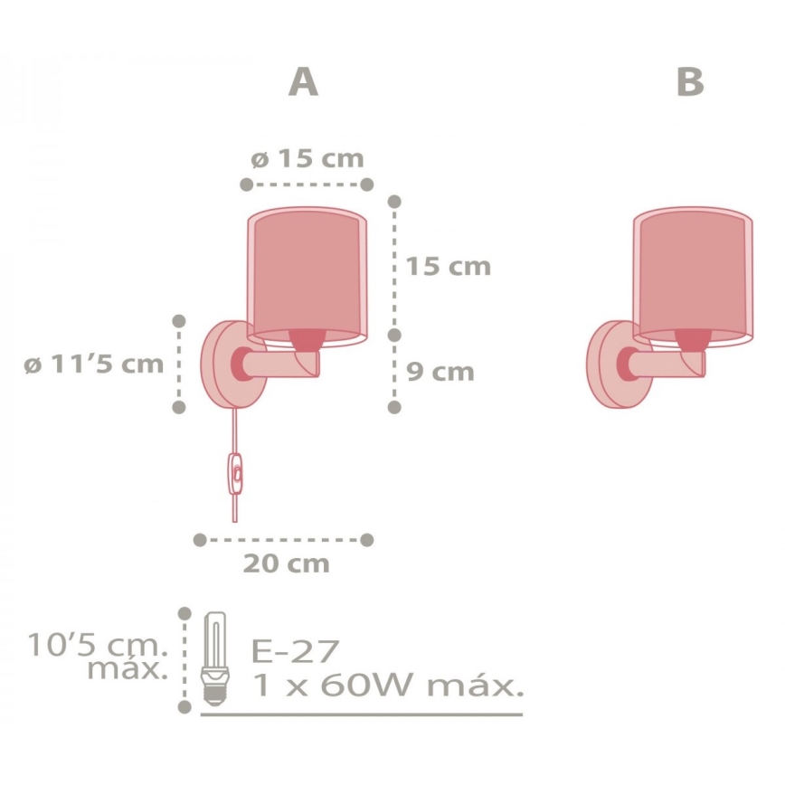 Dalber 41439 - dečija zidna rasveta COLOR RAIN 1xE27/60W/230V