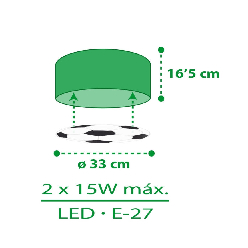 Dalber 41736 - Dečija plafonjera FOOTBALL 2xE27/15W/230V