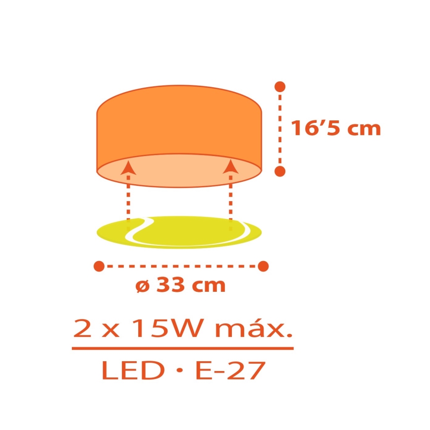 Dalber 41756 - Dečija plafonjera TENNIS 2xE27/15W/230V