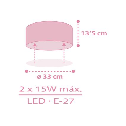 Dalber 42006S - Dečija plafonjera COLOR LIGHT 2xE27/15W/230V roze