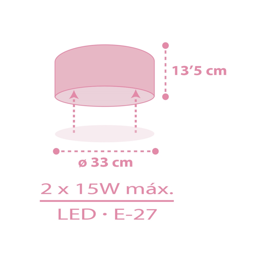 Dalber 42006S - Dečija plafonjera COLOR LIGHT 2xE27/15W/230V roze