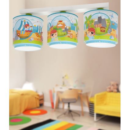Dalber 60653 - Dečije plafonsko svetlo PIRATE ISLAND 3xE27/15W/230V