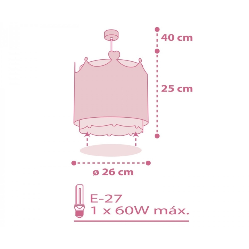 Dalber 61102 - Dečiji luster LITTLE QUEEN 1xE27/60W/230V