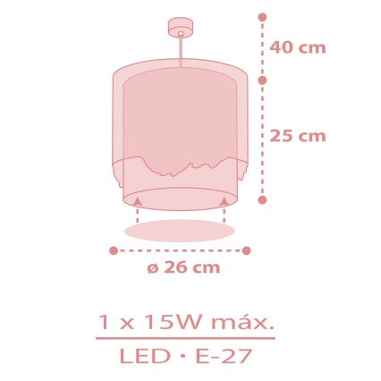 Dalber 61172S - Dečiji luster WHALE DREAMS 1xE27/15W/230V roze