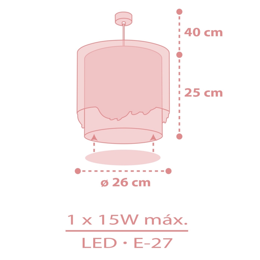 Dalber 61172S - Dečiji luster WHALE DREAMS 1xE27/15W/230V roze