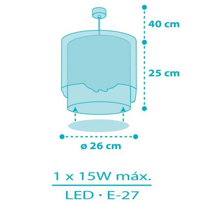 Dalber 61172T - Dečiji luster WHALE DREAMS 1xE27/15W/230V plava