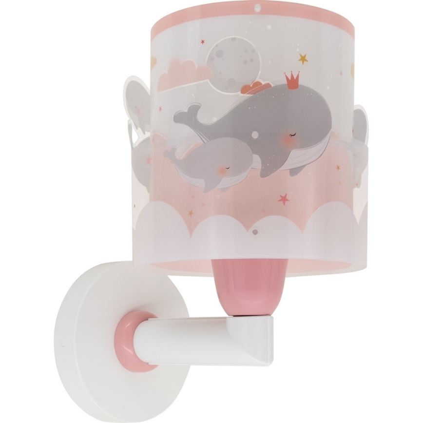 Dalber 61179S - Dečija zidna rasveta WHALE DREAMS 1xE27/15W/230V roze