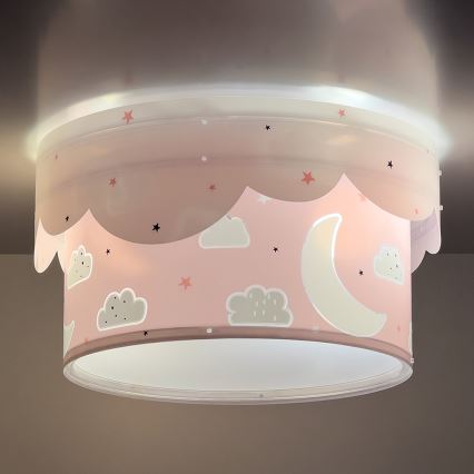 Dalber 61236S - Dečija plafonjera MOON 2xE27/60W/230V roze