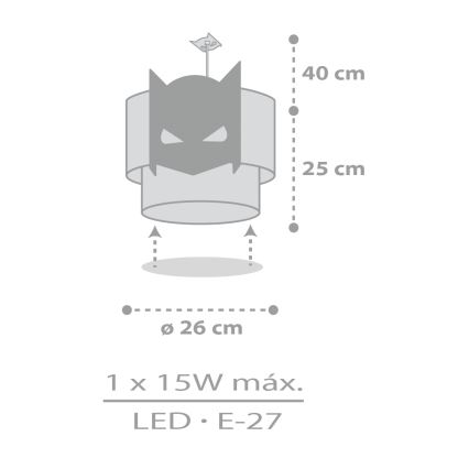 Dalber 61802 - Dečiji luster DARK HERO 1xE27/15W/230V