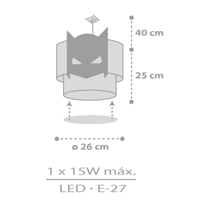 Dalber 61802 - Dečiji luster DARK HERO 1xE27/15W/230V