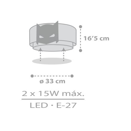 Dalber 61806 - Dečija plafonjera DARK HERO 2xE27/15W/230V