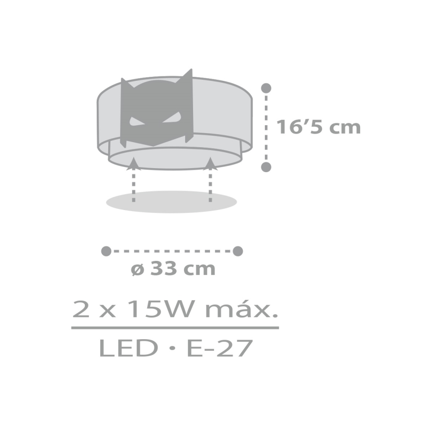 Dalber 61806 - Dečija plafonjera DARK HERO 2xE27/15W/230V