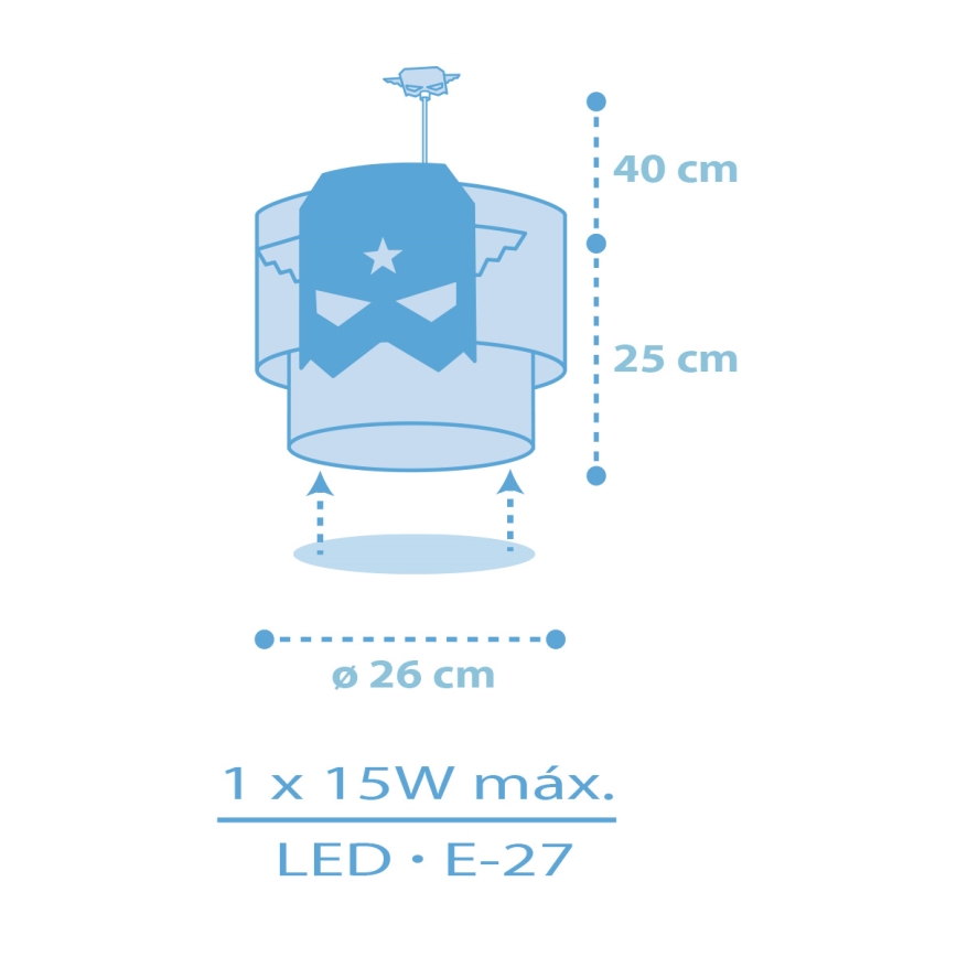 Dalber 61812 - Dečiji luster plavo HERO 1xE27/15W/230V