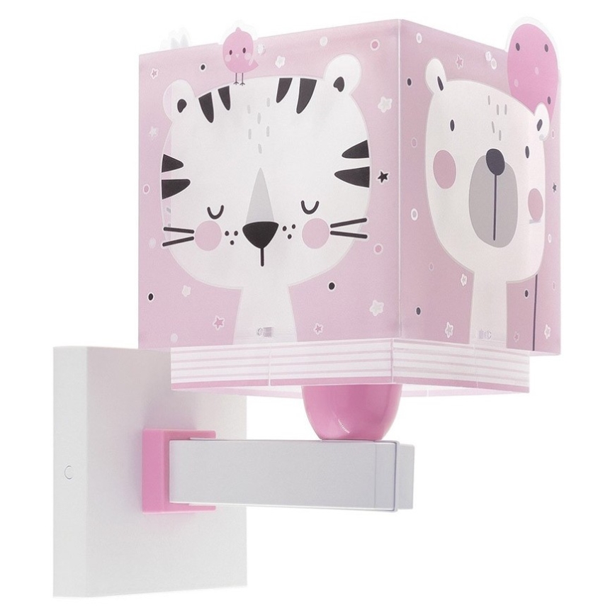 Dalber 63119S - Dečije zidno svetlo JUNGLE 1xE27/15W/230V ružičasta