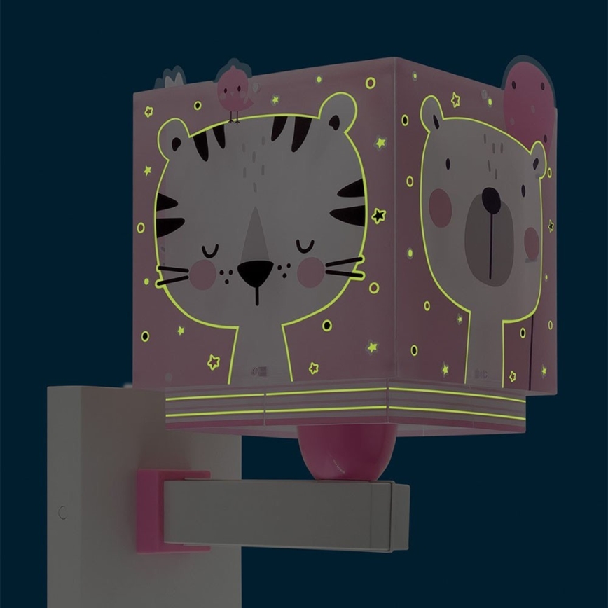 Dalber 63119S - Dečije zidno svetlo JUNGLE 1xE27/15W/230V ružičasta