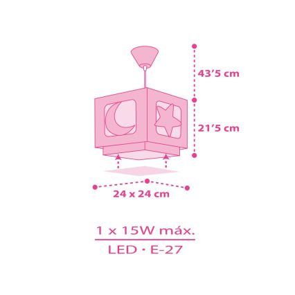 Dalber 63232S - Dečiji luster na sajli MOON LIGHT 1xE27/60W/230V