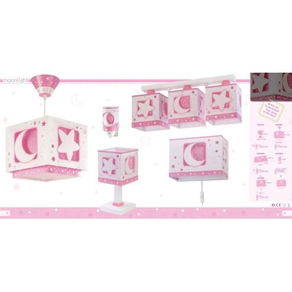 Dalber 63233NS - Dečija plafonjera MOON LIGHT 3xE27/60W/230V roze