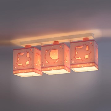 Dalber 63233NS - Dečje plafonsko svetlo MOON LIGHT 3xE27/60W/230V ružičasto