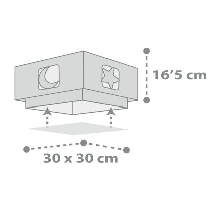 Dalber 63236E - Dečija plafonjera MOONLIGHT 2xE27/60W/230V sivo