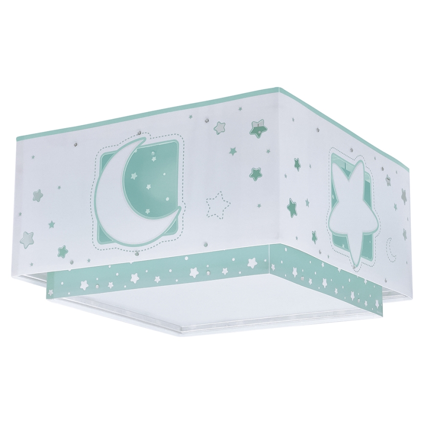 Dalber 63236H - Dečija plafonjera MOONLIGHT 2xE27/60W/230V zelena